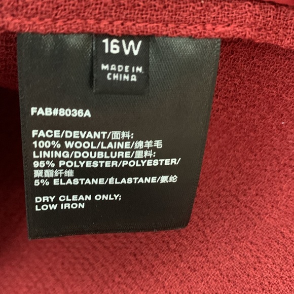 Lafayette 148 Wool Collarless Jacket Claret 16W Excellent Condition $1198 - Picture 5 of 6
